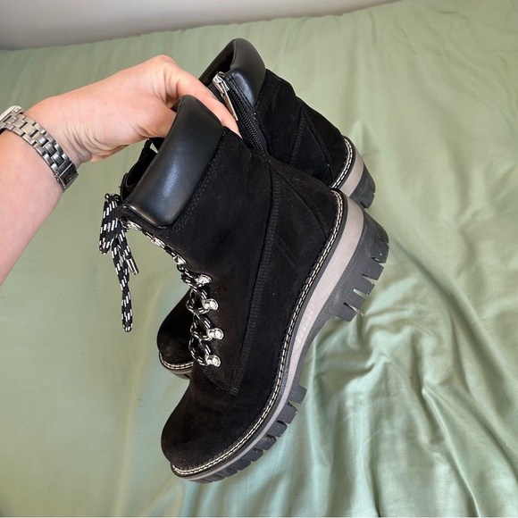 🩷JLO BLACK LACE UP WINTER ANKLE BOOTS COMBAT BOOTS TRENDING SIZE 8.5 - Picture 5 of 12